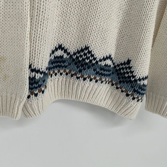 HUNTINGTON RIDGE Women’s L Vtg Hand-Knit Sweater Cream Floral Boho Cottagecore - Picture 7 of 13